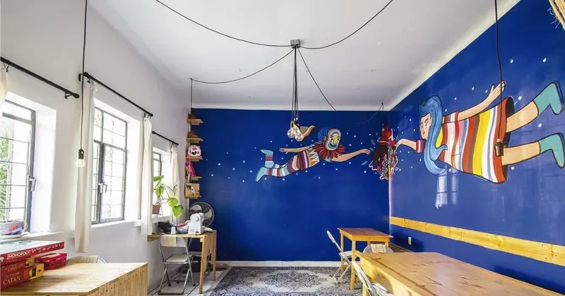 Blue mural studio